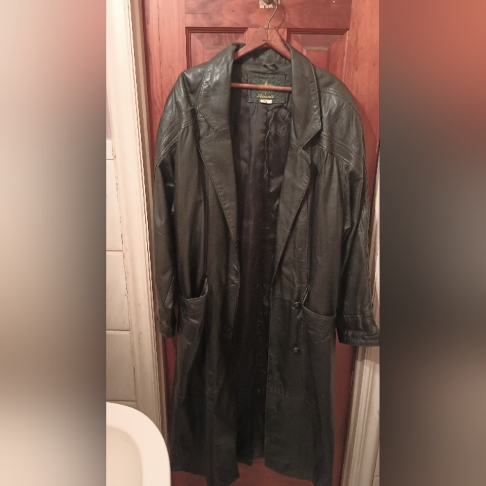 Vintage Ladies Full length leather jacket Size M